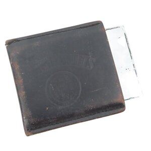 Vintage Jack Daniels Leather Sleeve Pocket Glass Mirror Travel Accessory Retro